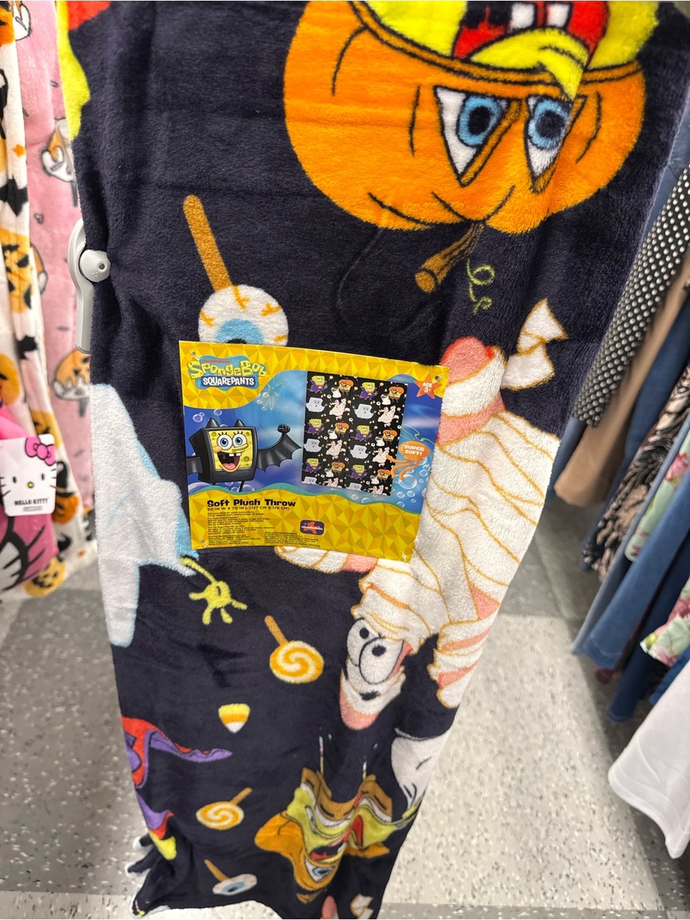 SpongeBob Squarepants Black Orange Yellow Halloween Plush Throw